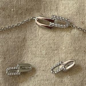 Silver & Diamond Earring And Bracelet